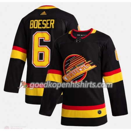 Vancouver Canucks Brock Boeser 6 Flying Skate Adidas 2019-2020 Zwart Authentic Shirt - Mannen